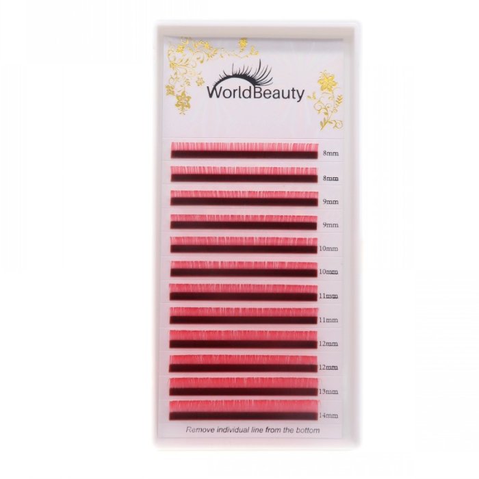 0.07mm D curl Pink color eyelash extensions