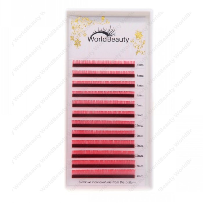 0.07mm D curl Pink color eyelash extensions