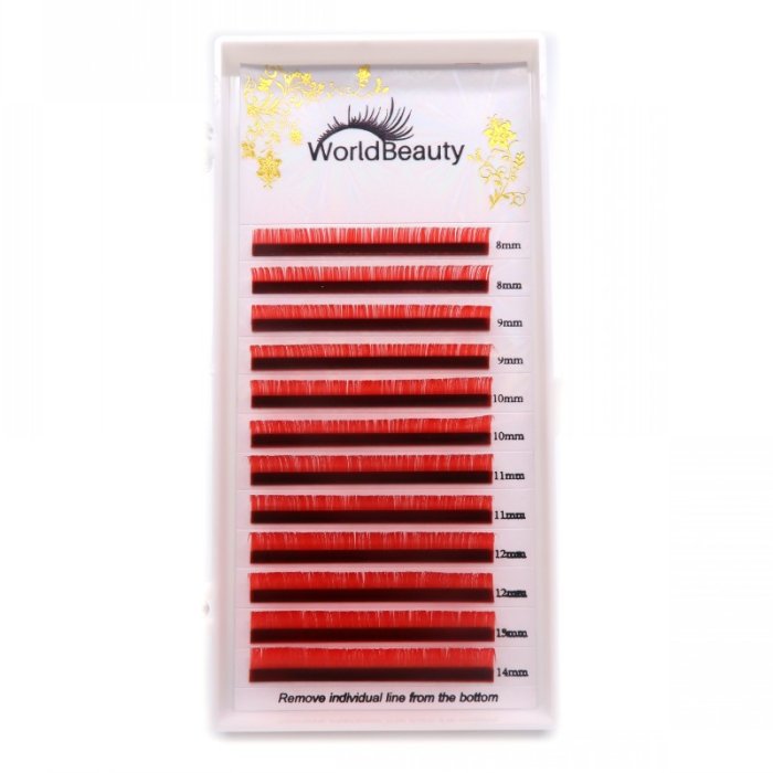 0.07mm D curl Red color eyelash extensions