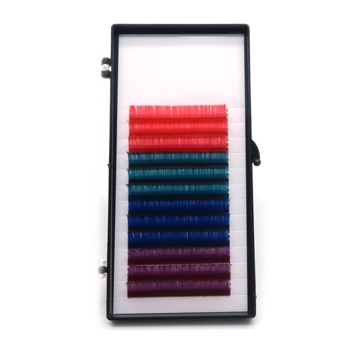 0.07mm D curl multi-length colored Auto fan eyelash extensions