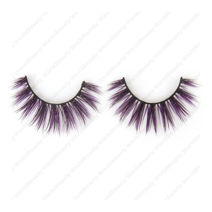 Double layer colored silk false lashes--KSE-218-Z