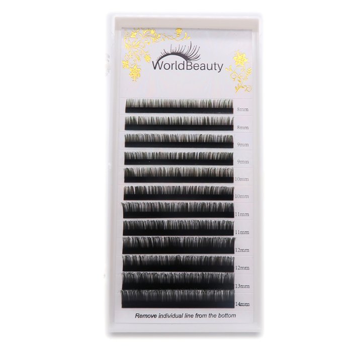 0.07mm D curl Black-Green color eyelash extensions