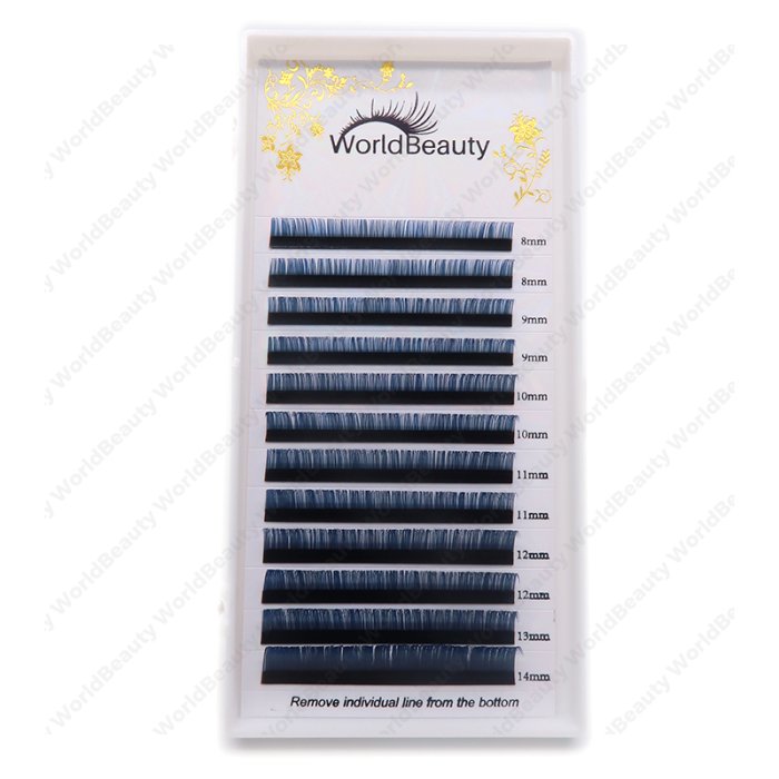 0.07mm D curl Black-Blue color eyelash extensions