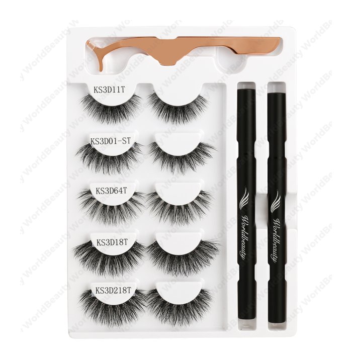 Adhesive eyeliner pen and lashes kit - Set 4