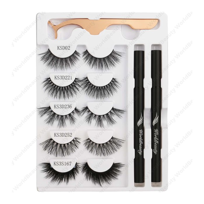 Eyelash glue eyeliner pen and gm eyelash-Set 8