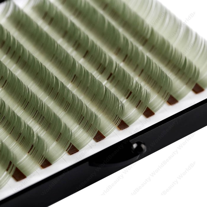 Light green colors flat eyelash extension