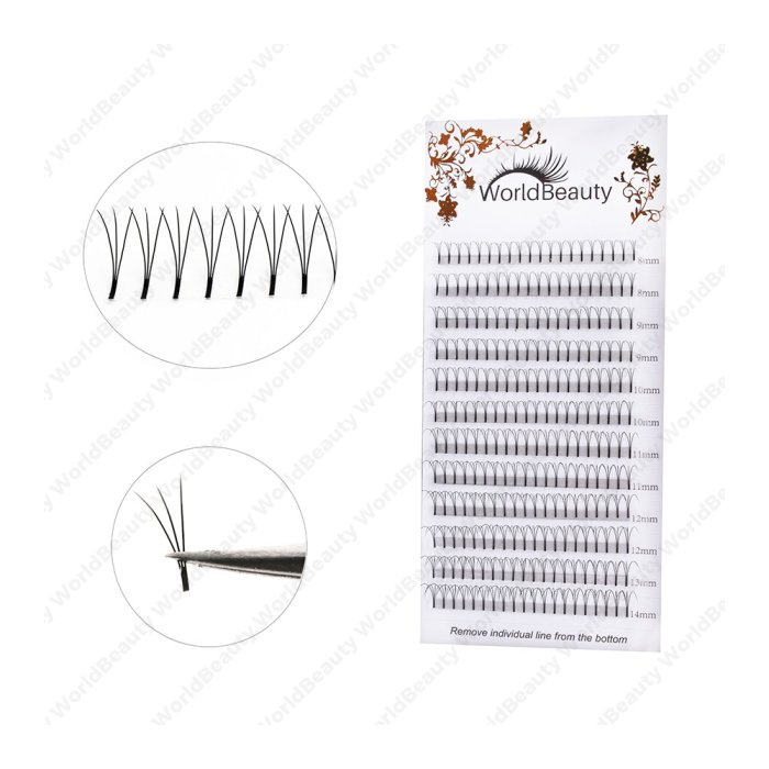 3D 0.10 long stem Pre-made fan lashes 