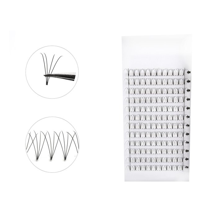 4D 0.10 short stem Pre-made fan lashes 