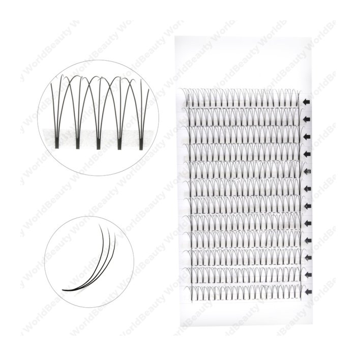 3D 0.10 short stem Pre-made fan lashes 